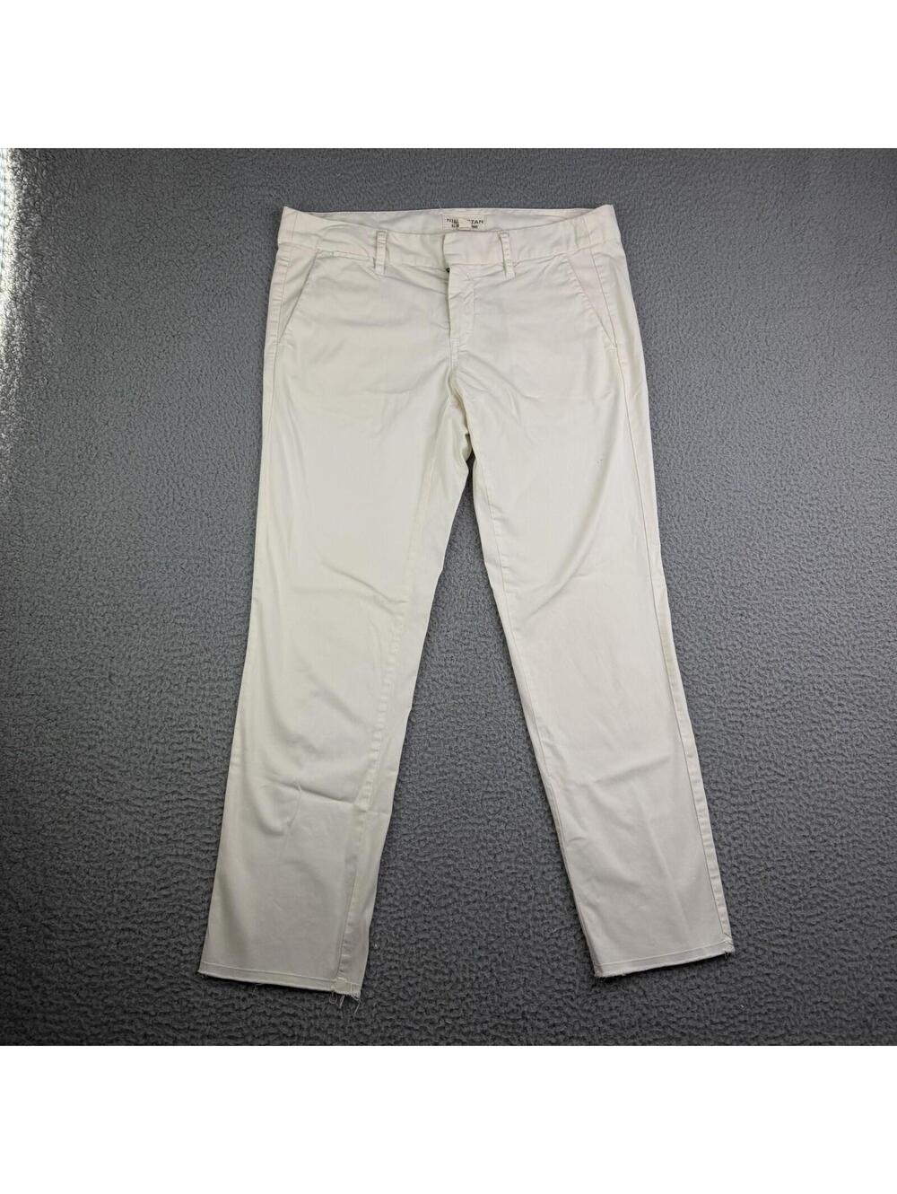 Nili Lotan Issue 2609988 Cream Khaki Pants Women's Sz 4 (32x26) Raw Hem Pockets